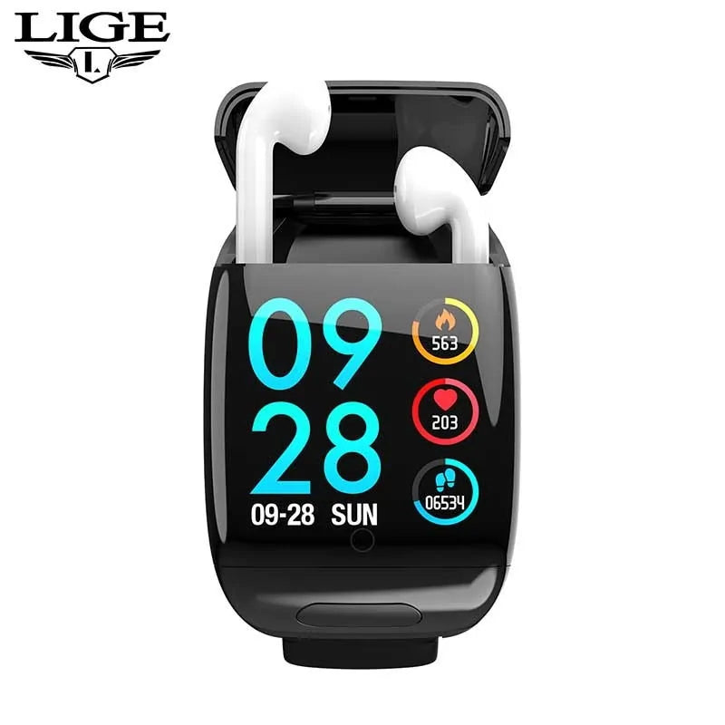Reloj inteligente deportivo LIGE con auriculares Bluetooth