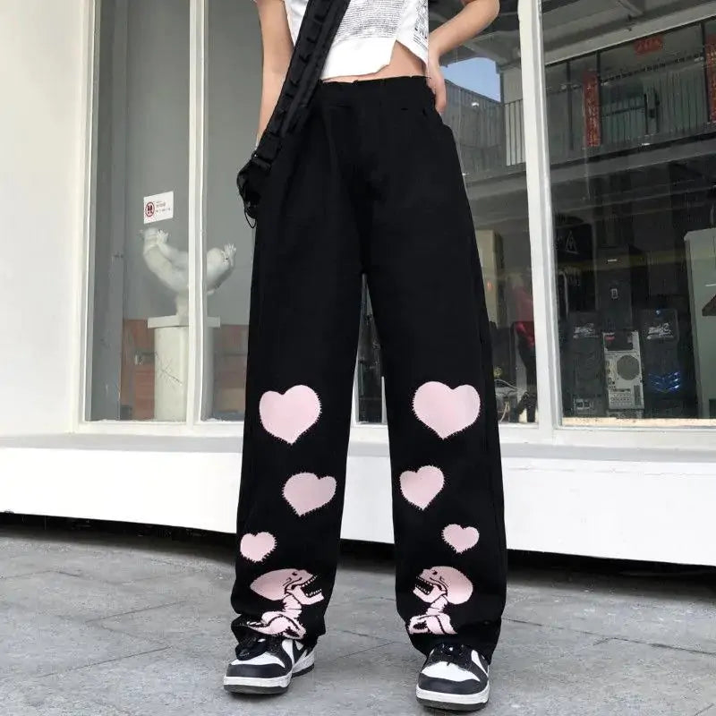 Estilo Único: Pantalones de Pierna Ancha con Estampado de Calaveras