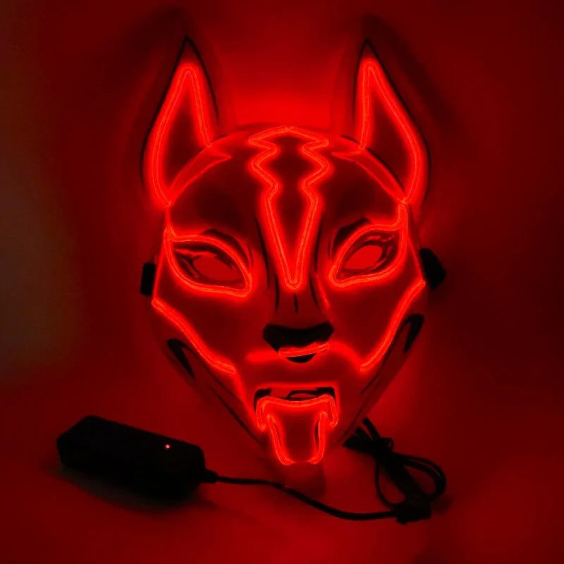 Máscara de Joker luminosa LED de neón con cable EL - Accesorio de disfraz de Carnaval de Halloween