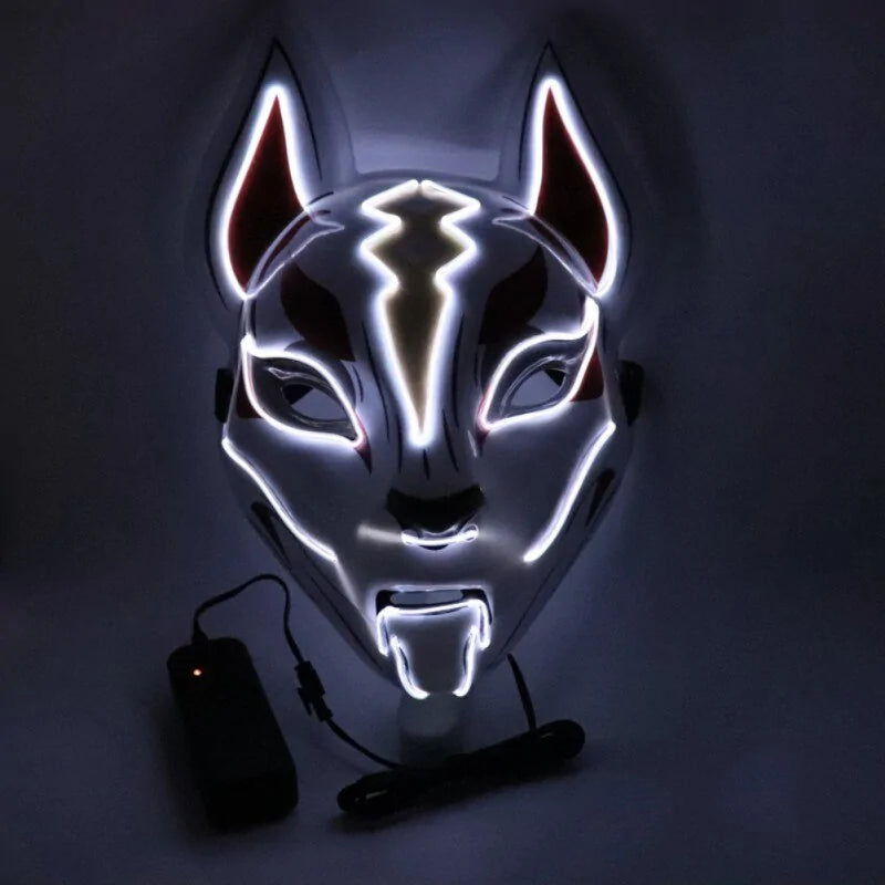 Máscara de Joker luminosa LED de neón con cable EL - Accesorio de disfraz de Carnaval de Halloween