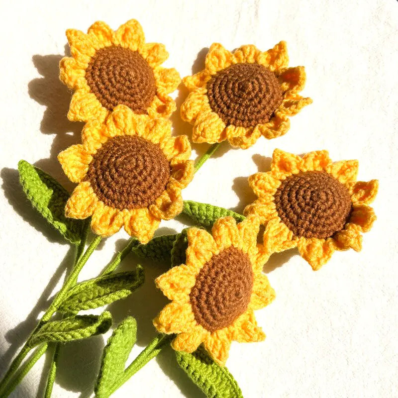 Girasol de ganchillo hecho a mano para decoración