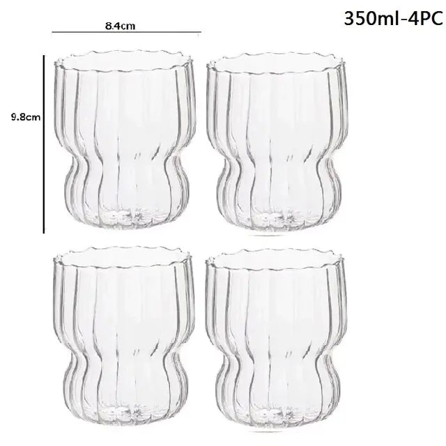 Taza de vidrio con rayas verticales resistente al calor para café, té y más